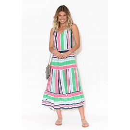 Stripe Sleeveless Midi Dress