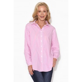 Pink Stripe Cotton Poplin Shirt